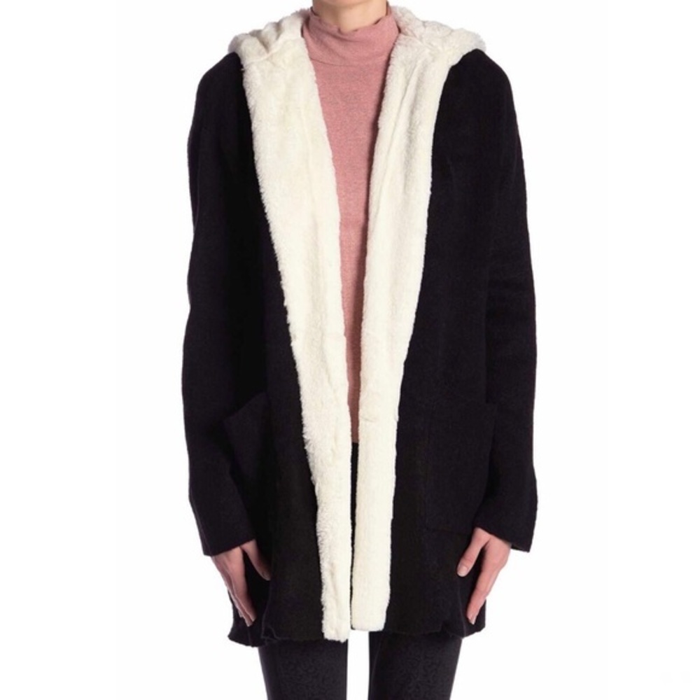 NEW Catherine Malandrino Faux Fur Hooded Sweater